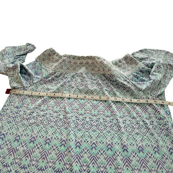 Cabana Life Blue and Green Off-shoulder Top with Tassel Hem - Picture 6 of 10